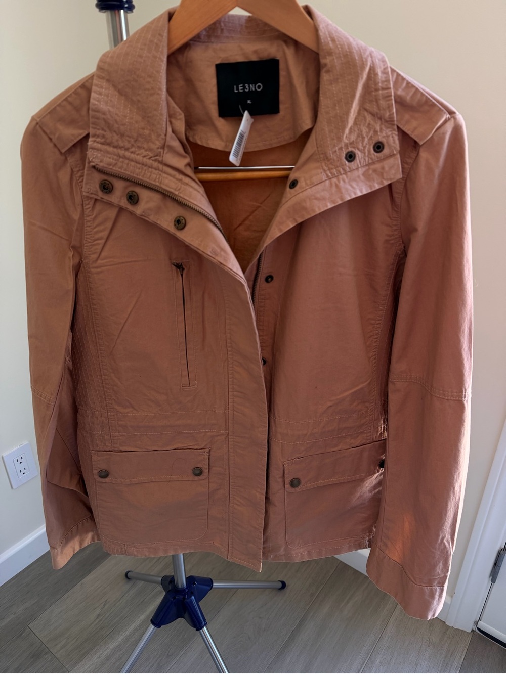 LE3NO Women's Utility Jacket in light brown Mauve XL